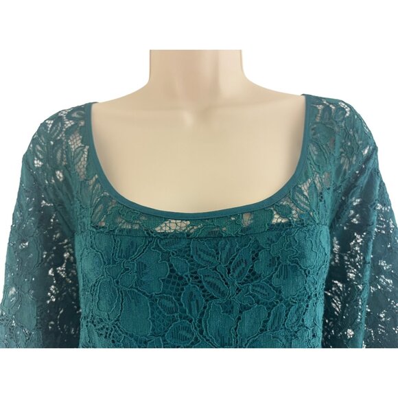 Lane Bryant Dark Green Lace High-Low Dress Size 28 4X Plus Christmas Holiday - Picture 2 of 10